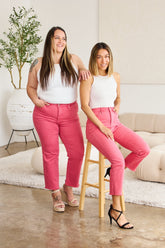 RFM High Waist Tummy Control Raw Hem Jeans - Stylish & Comfortable